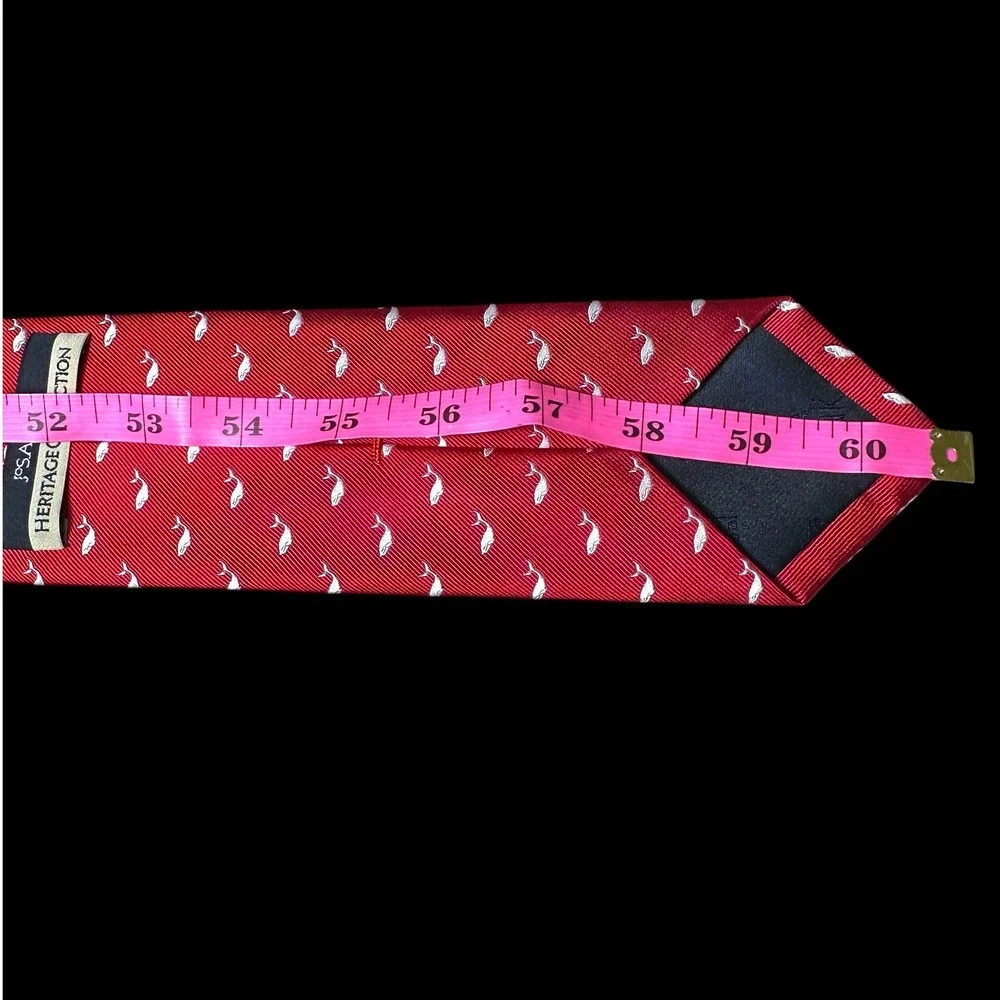 Jos. A. Bank Heritage Collection Red Silk Whale Print Mens Tie Nautical Preppy